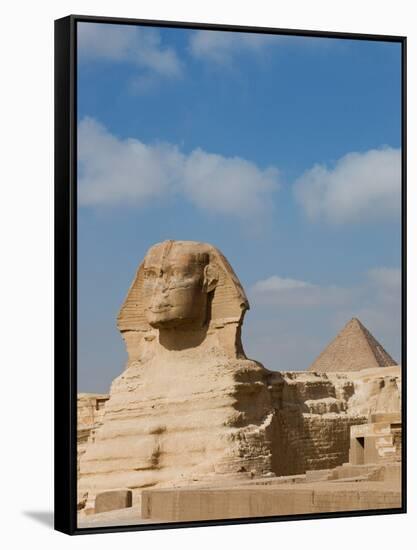 The Great Sphinx and Pyramids of Giza on a Sunny Day-Alex Saberi-Framed Stretched Canvas
