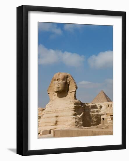 The Great Sphinx and Pyramids of Giza on a Sunny Day-Alex Saberi-Framed Premium Photographic Print