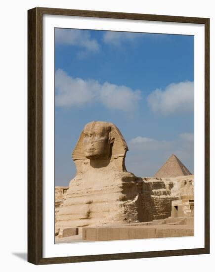 The Great Sphinx and Pyramids of Giza on a Sunny Day-Alex Saberi-Framed Premium Photographic Print