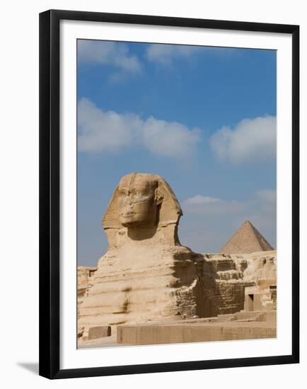 The Great Sphinx and Pyramids of Giza on a Sunny Day-Alex Saberi-Framed Premium Photographic Print