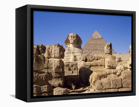 The Great Sphinx and the Chephren Pyramid, Giza, Cairo, Egypt, Africa-Nigel Francis-Framed Stretched Canvas