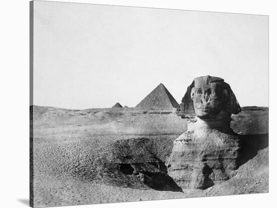 The Great Sphinx and the Pyramids of Giza, Egypt, 1852-Maxime Du Camp-Stretched Canvas