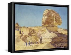 The Great Sphinx at the Pyramids of Giza, 1854 (Watercolour on Paper)-Thomas Seddon-Framed Stretched Canvas