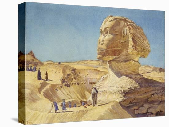 The Great Sphinx at the Pyramids of Giza, 1854 (Watercolour on Paper)-Thomas Seddon-Stretched Canvas