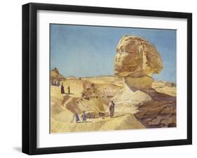 The Great Sphinx at the Pyramids of Giza, 1854 (Watercolour on Paper)-Thomas Seddon-Framed Giclee Print