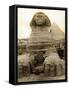 The Great Sphinx Guarding the Pyramids Egypt Statue, c.1910-null-Framed Stretched Canvas