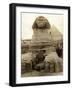 The Great Sphinx Guarding the Pyramids Egypt Statue, c.1910-null-Framed Photographic Print