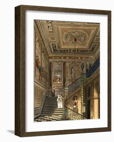 The Great Staircase at Kensington Palace from Pyne's Royal Residences, Engraved by Richard Reeve-Charles Wild-Framed Giclee Print