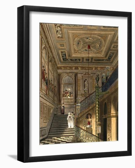 The Great Staircase at Kensington Palace from Pyne's Royal Residences, Engraved by Richard Reeve-Charles Wild-Framed Giclee Print