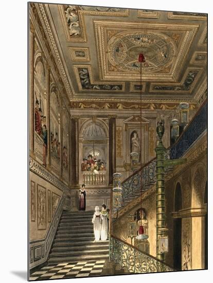The Great Staircase at Kensington Palace from Pyne's Royal Residences, Engraved by Richard Reeve-Charles Wild-Mounted Giclee Print