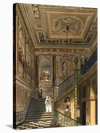 The Great Staircase at Kensington Palace from Pyne's Royal Residences, Engraved by Richard Reeve-Charles Wild-Stretched Canvas