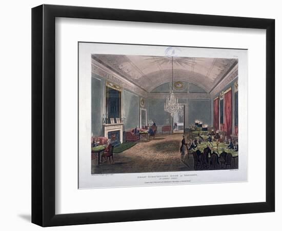 The Great Subscription Room, Interior of the Brooks's Club, St James's Street, London, 1808-Augustus Charles Pugin-Framed Giclee Print