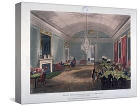 The Great Subscription Room, Interior of the Brooks's Club, St James's Street, London, 1808-Augustus Charles Pugin-Stretched Canvas