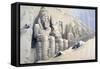 The Great Temple of Abu Simbel, Nubia, C19th Century-David Roberts-Framed Stretched Canvas