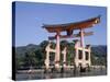 The Great Torii from the Corridor of Itsukushima Shrine, Akino, Miya-Jima, Japan-Adina Tovy-Stretched Canvas