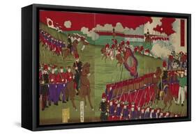 The Great Training Maneuvers by Various Army Corps (Shotai Dai Choren No Z)-Toyohara Chikanobu-Framed Stretched Canvas