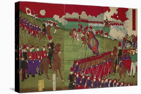 The Great Training Maneuvers by Various Army Corps (Shotai Dai Choren No Z)-Toyohara Chikanobu-Stretched Canvas
