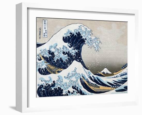 The Great Wave at Kanagawa (from 36 views of Mount Fuji), c.1829-Katsushika Hokusai-Framed Art Print