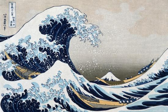 The Great Wave at Kanagawa (from 36 views of Mount Fuji), c.1829-Katsushika Hokusai-Lamina Framed Poster