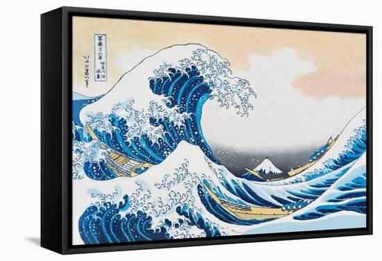 The Great Wave Off Kanagawa-Katsushika Hokusai-Framed Stretched Canvas