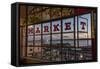 The Great Wheel Framed in Pike Market Place Windows in Seattle, Washington State, Usa-Chuck Haney-Framed Stretched Canvas