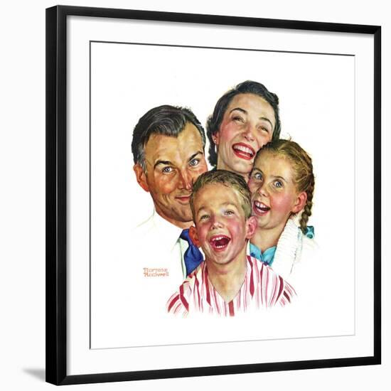 The Greatest Joys Are Shared (or Family of Four)-Norman Rockwell-Framed Giclee Print