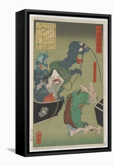 The Greedy Old Woman, 1865 (Woodblock)-Tsukioka Yoshitoshi-Framed Stretched Canvas