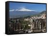 The Greek Amphitheatre and Mount Etna, Taormina, Sicily, Italy, Europe-Stuart Black-Framed Stretched Canvas