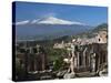 The Greek Amphitheatre and Mount Etna, Taormina, Sicily, Italy, Europe-Stuart Black-Stretched Canvas