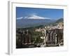 The Greek Amphitheatre and Mount Etna, Taormina, Sicily, Italy, Europe-Stuart Black-Framed Photographic Print