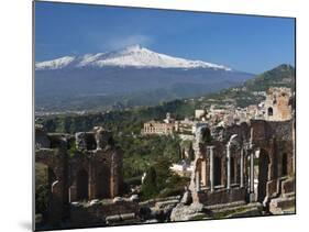 The Greek Amphitheatre and Mount Etna, Taormina, Sicily, Italy, Europe-Stuart Black-Mounted Photographic Print