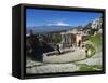 The Greek Amphitheatre and Mount Etna, Taormina, Sicily, Italy, Europe-Stuart Black-Framed Stretched Canvas