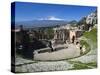 The Greek Amphitheatre and Mount Etna, Taormina, Sicily, Italy, Europe-Stuart Black-Stretched Canvas