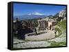 The Greek Amphitheatre and Mount Etna, Taormina, Sicily, Italy, Europe-Stuart Black-Framed Stretched Canvas