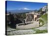 The Greek Amphitheatre and Mount Etna, Taormina, Sicily, Italy, Europe-Stuart Black-Stretched Canvas