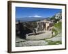 The Greek Amphitheatre and Mount Etna, Taormina, Sicily, Italy, Europe-Stuart Black-Framed Photographic Print