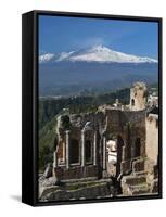 The Greek Amphitheatre and Mount Etna, Taormina, Sicily, Italy, Europe-Stuart Black-Framed Stretched Canvas