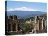 The Greek Amphitheatre and Mount Etna, Taormina, Sicily, Italy, Europe-Stuart Black-Stretched Canvas