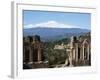 The Greek Amphitheatre and Mount Etna, Taormina, Sicily, Italy, Europe-Stuart Black-Framed Photographic Print