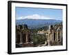 The Greek Amphitheatre and Mount Etna, Taormina, Sicily, Italy, Europe-Stuart Black-Framed Photographic Print