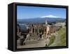 The Greek Amphitheatre and Mount Etna, Taormina, Sicily, Italy, Europe-Stuart Black-Framed Stretched Canvas