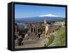 The Greek Amphitheatre and Mount Etna, Taormina, Sicily, Italy, Europe-Stuart Black-Framed Stretched Canvas