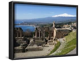 The Greek Amphitheatre and Mount Etna, Taormina, Sicily, Italy, Mediterranean, Europe-Stuart Black-Framed Photographic Print