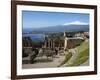 The Greek Amphitheatre and Mount Etna, Taormina, Sicily, Italy, Mediterranean, Europe-Stuart Black-Framed Photographic Print