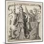 The Greek Goddess of Wisdom with Her Owl and a a Dragon-null-Mounted Art Print
