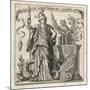 The Greek Goddess of Wisdom with Her Owl and a a Dragon-null-Mounted Art Print