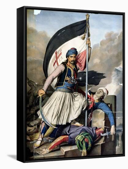 The Greek Rebellion, the Standard Bearer in Salona on Easter Day 1821-Louis Dupré-Framed Stretched Canvas