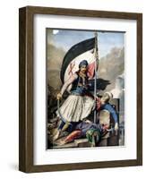 The Greek Rebellion, the Standard Bearer in Salona on Easter Day 1821-Louis Dupré-Framed Giclee Print