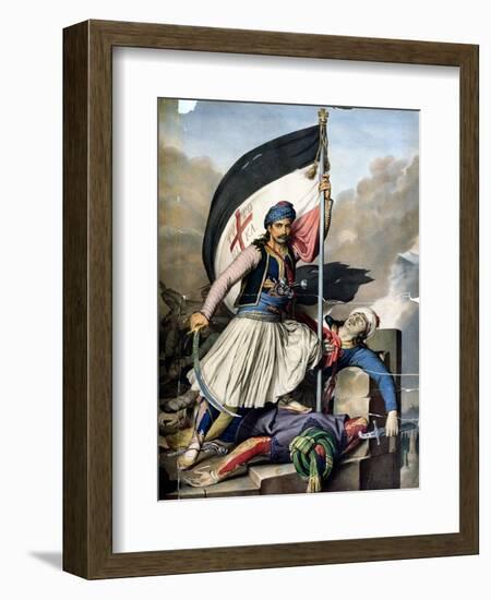 The Greek Rebellion, the Standard Bearer in Salona on Easter Day 1821-Louis Dupré-Framed Giclee Print