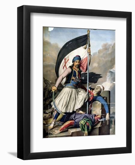 The Greek Rebellion, the Standard Bearer in Salona on Easter Day 1821-Louis Dupré-Framed Giclee Print